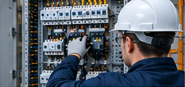 Técnico revisando un tablero eléctrico